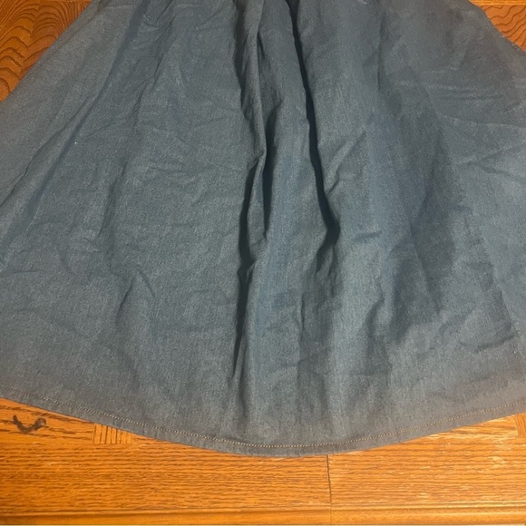Naya Rea A-Line Pleated Denim Midi Skirt Sz UK 14 or US 10 High Waist Flowy Chic - Picture 7 of 16